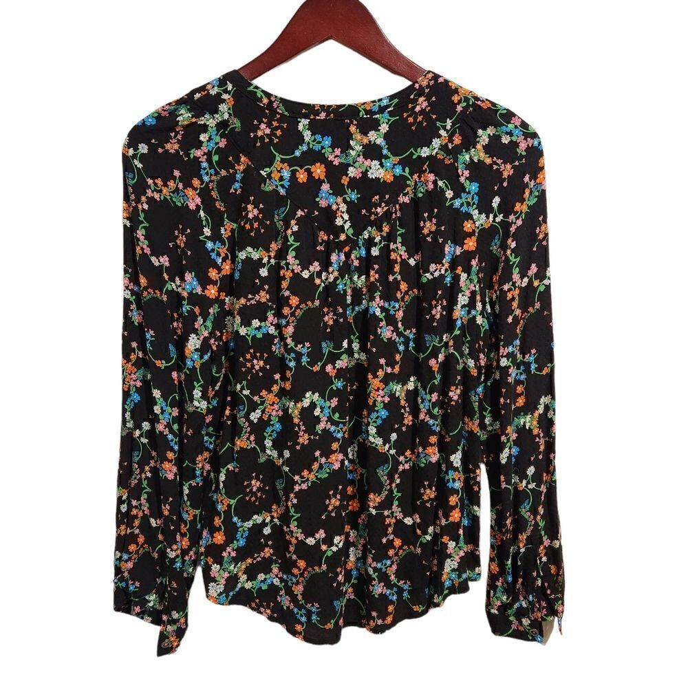 Anthropologie Maeve Avignon Floral Top Blouse Small Black Button - Picture 4 of 6